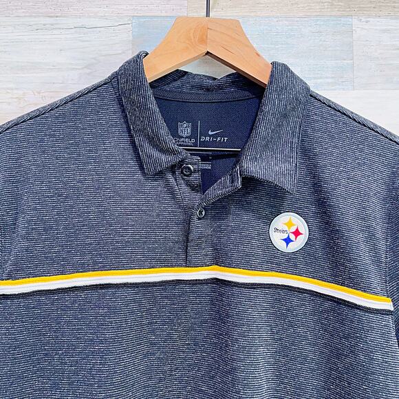 Pittsburgh Steelers Nike On Field Performance Polo Gray Dri Fit NFL Mens Medium - Picture 2 of 8